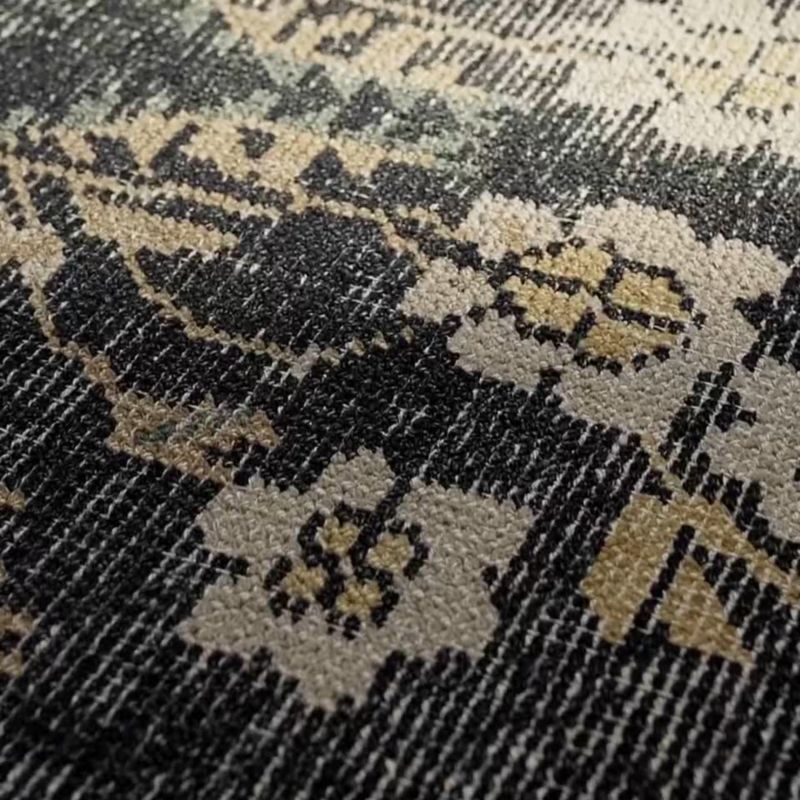 Lavish Hand - Knotted Black Floral Wool Area Rug - From Where - 