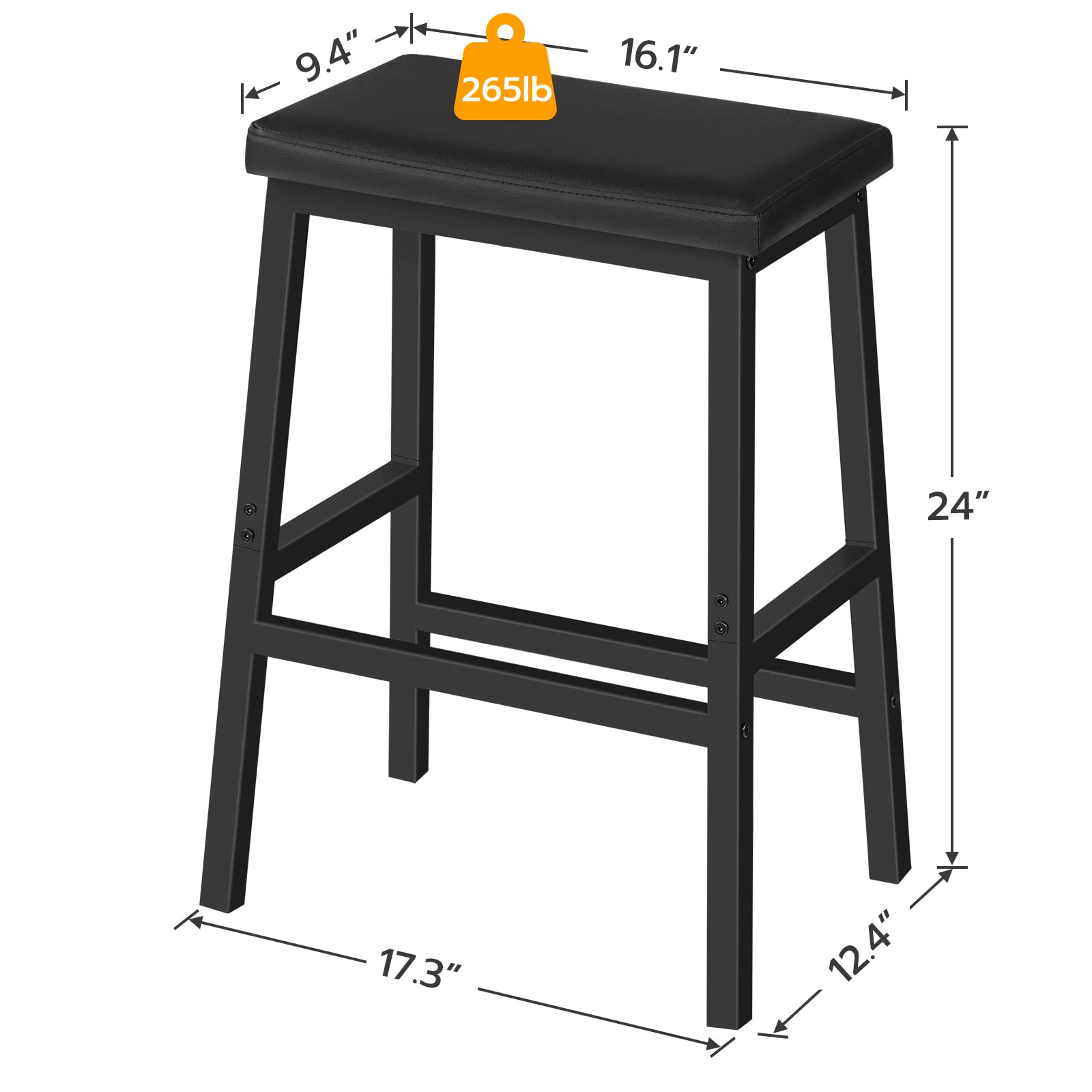 Leather Bar Stools 24&quot; (Set of 2) - From Where - 