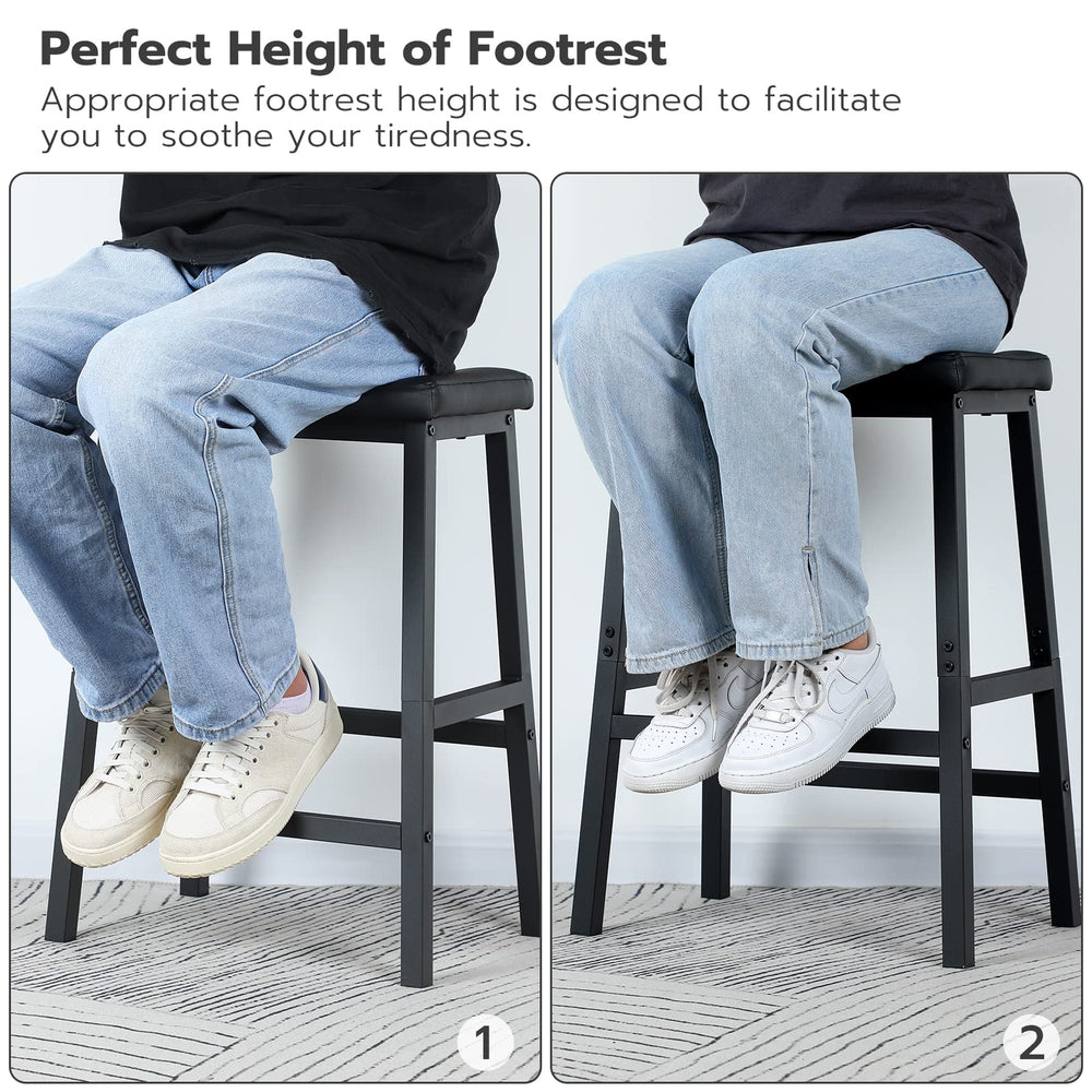 Leather Bar Stools 24" (Set of 2) - From Where - 