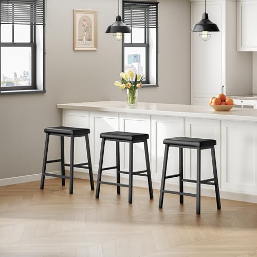 Leather Bar Stools 24" (Set of 2) - From Where - 