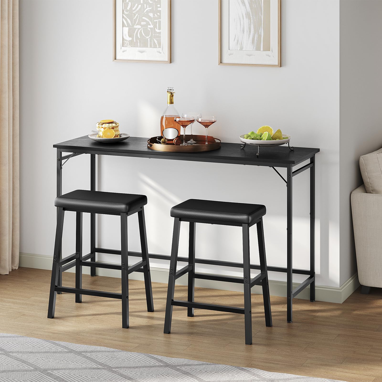 Leather Bar Stools 24&quot; (Set of 2) - From Where - 