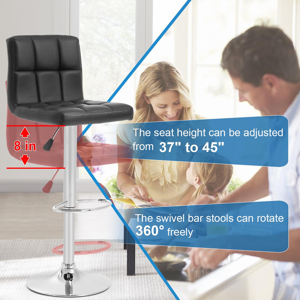 Leather Bar Stools with Footrest (Set of 2) - From Where - 