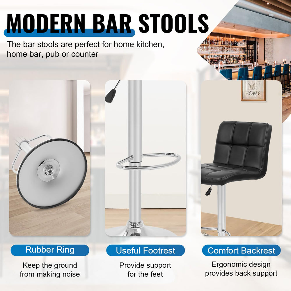 Leather Bar Stools with Footrest (Set of 2) - From Where - 