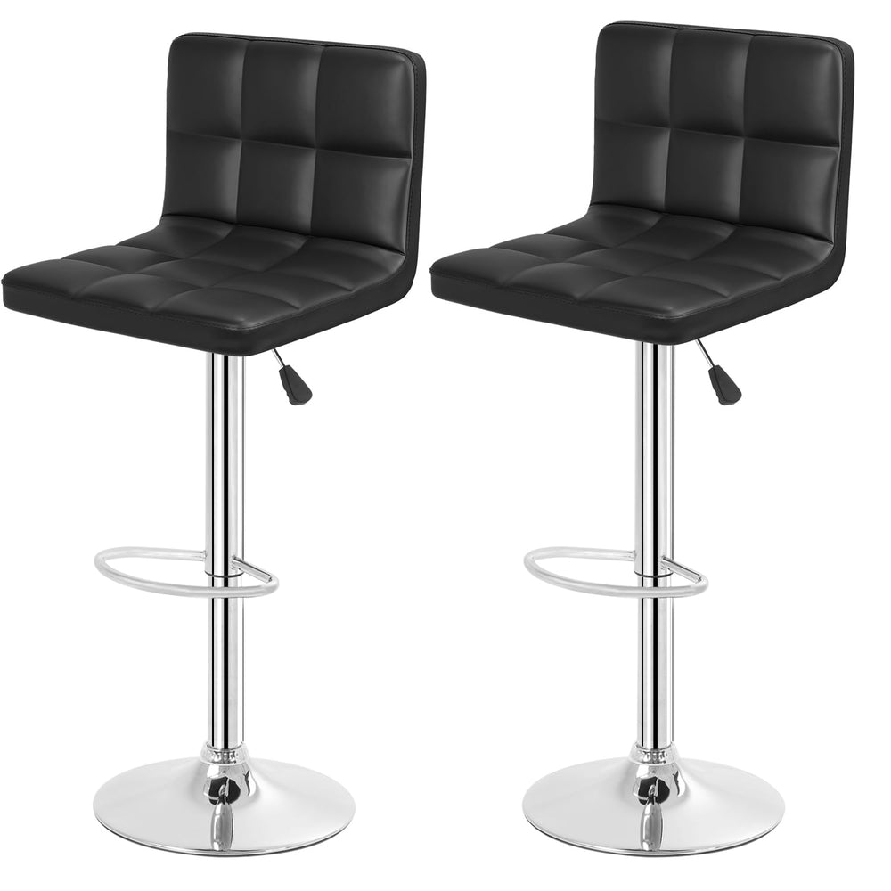 Leather Bar Stools with Footrest (Set of 2) - From Where - 