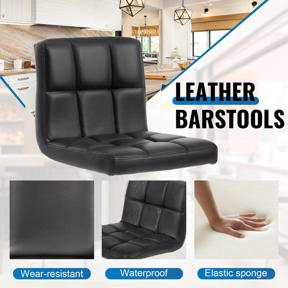 Leather Bar Stools with Footrest (Set of 2) - From Where - 