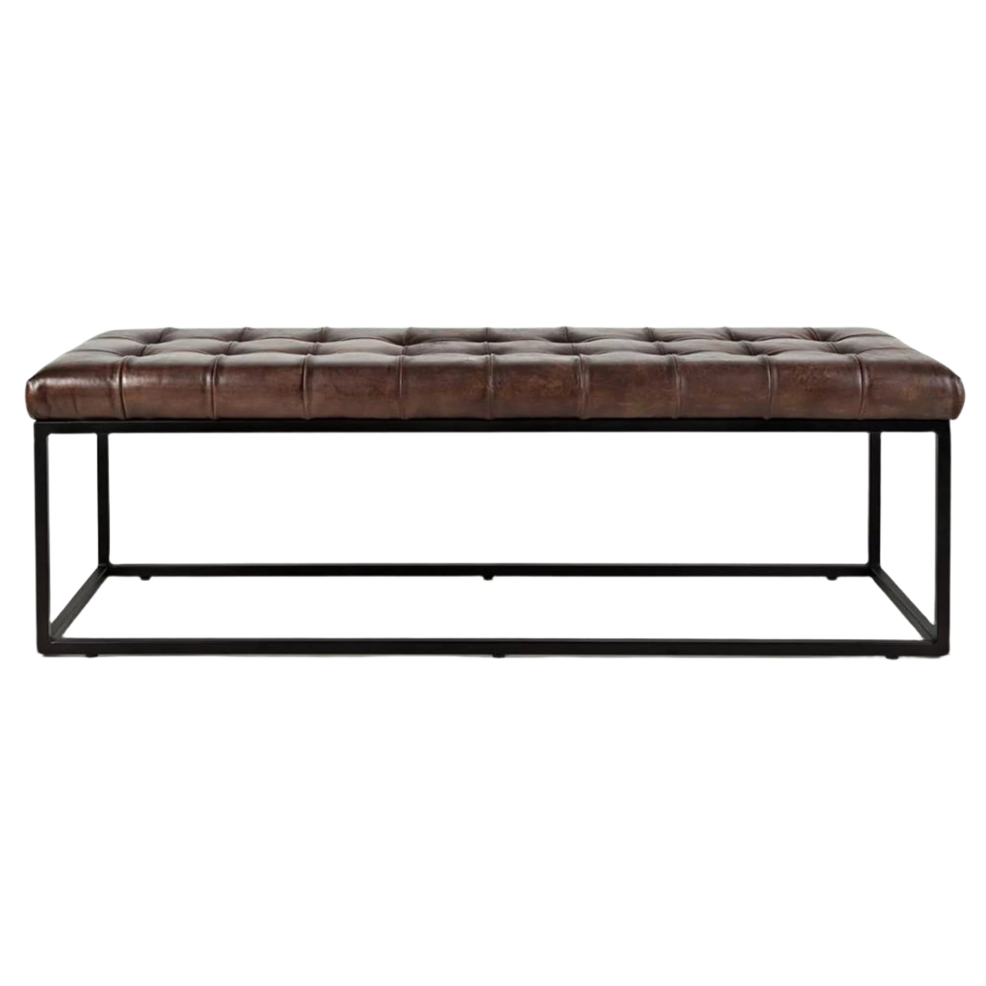 Leather Ottoman Dark Sienna - From Where - 