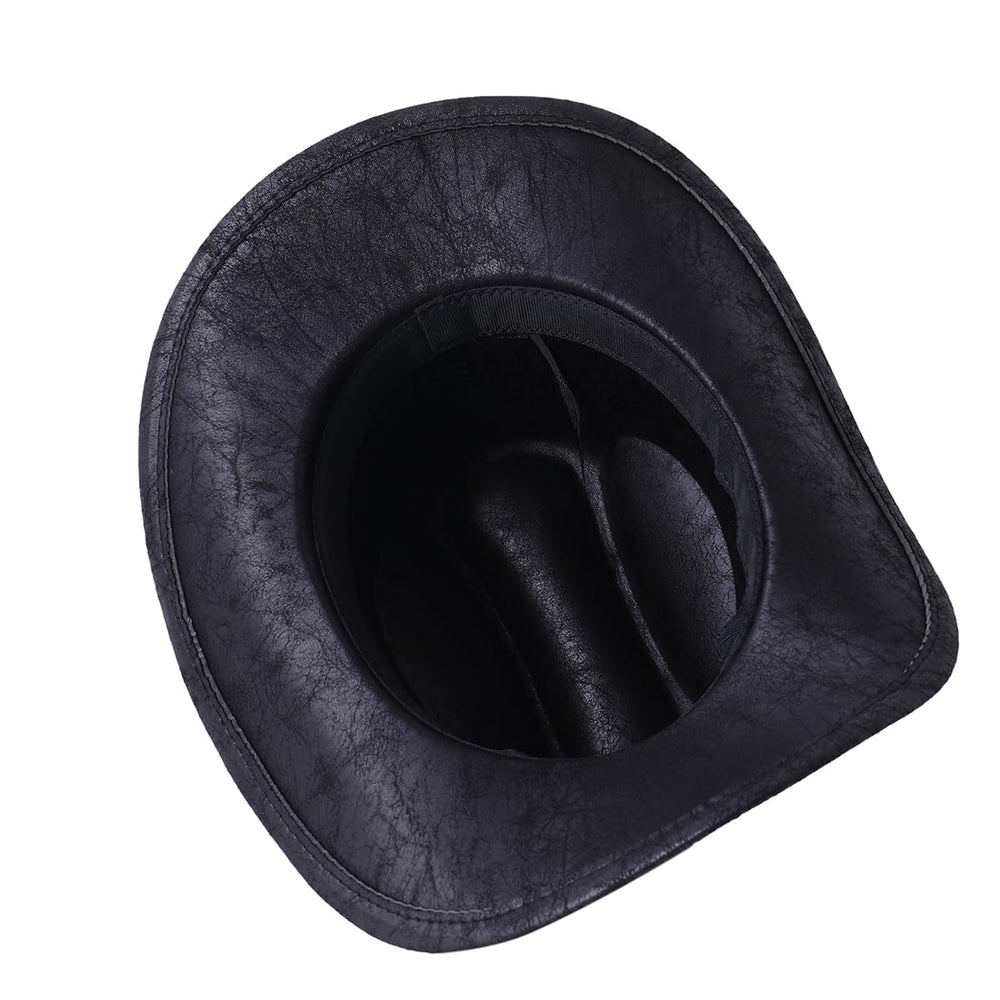 Leather Western Cowboy Hat with Lanyard - From Where - 
