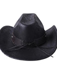 Leather Western Cowboy Hat with Lanyard - From Where - 