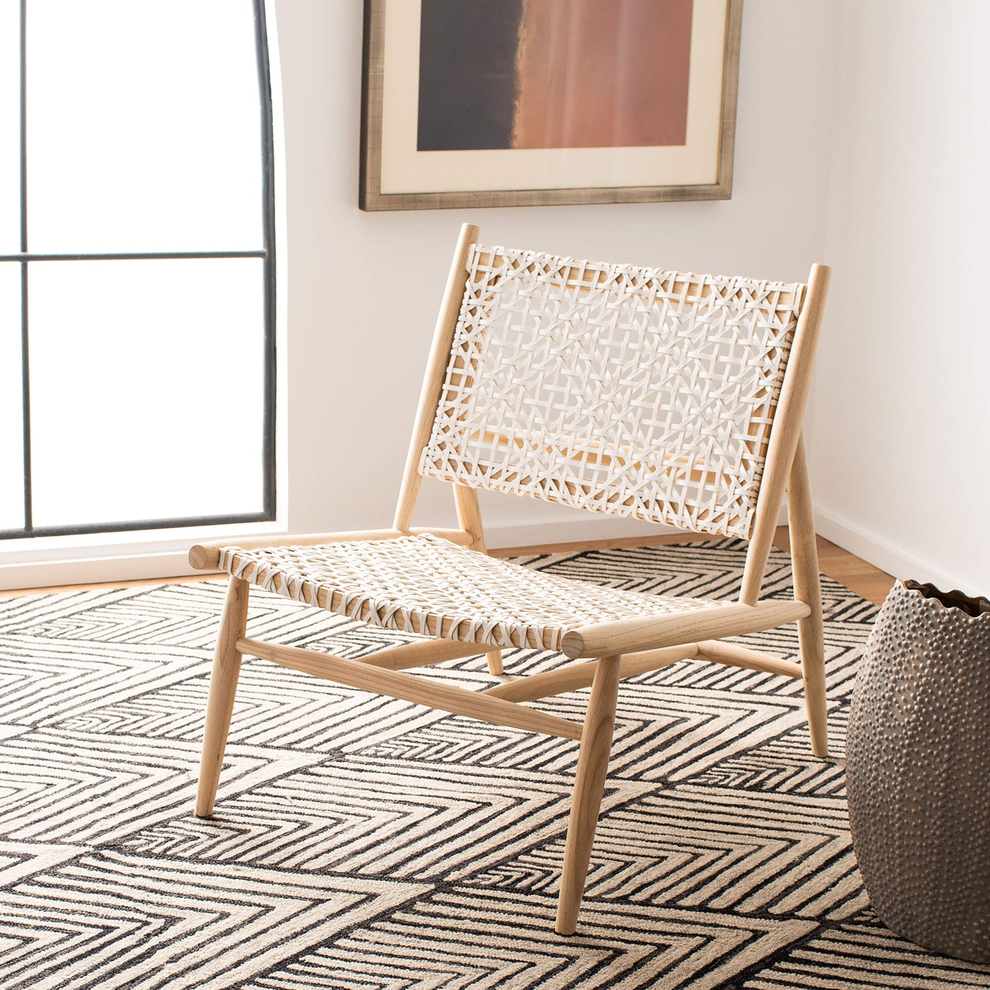 Leather Woven Accent Chair - From Where - 