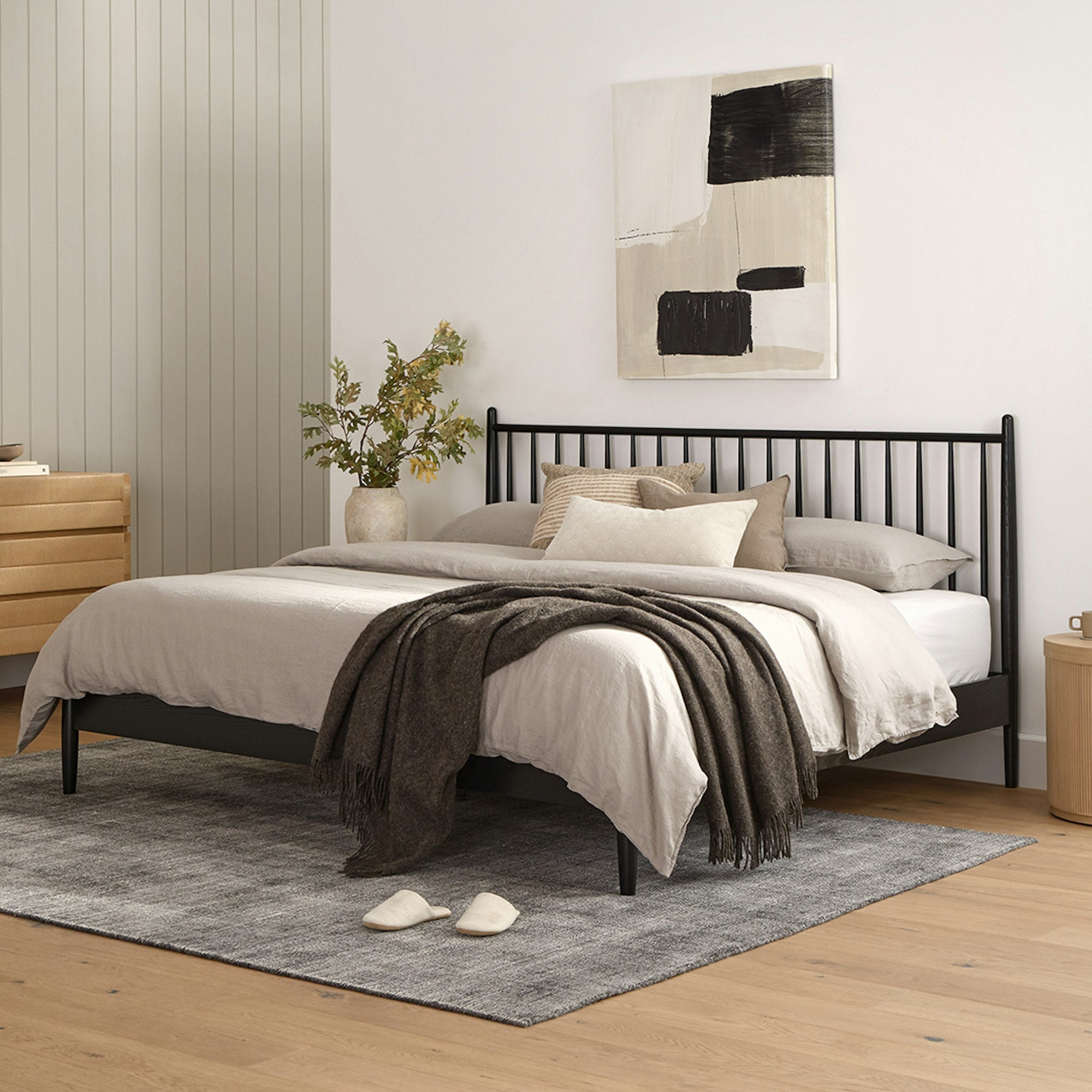 Lenia King Bed Black Ash - From Where - 