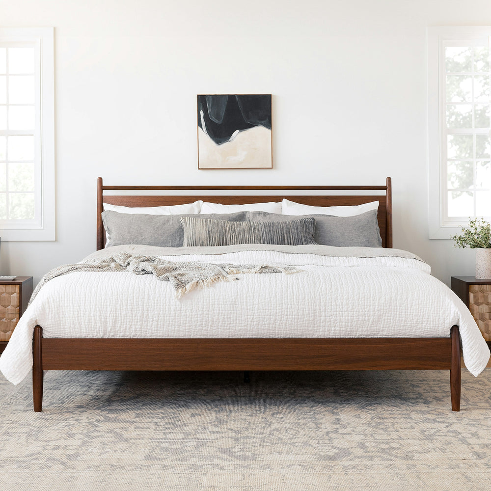 Lenia King Panel Bed Walnut - From Where - 