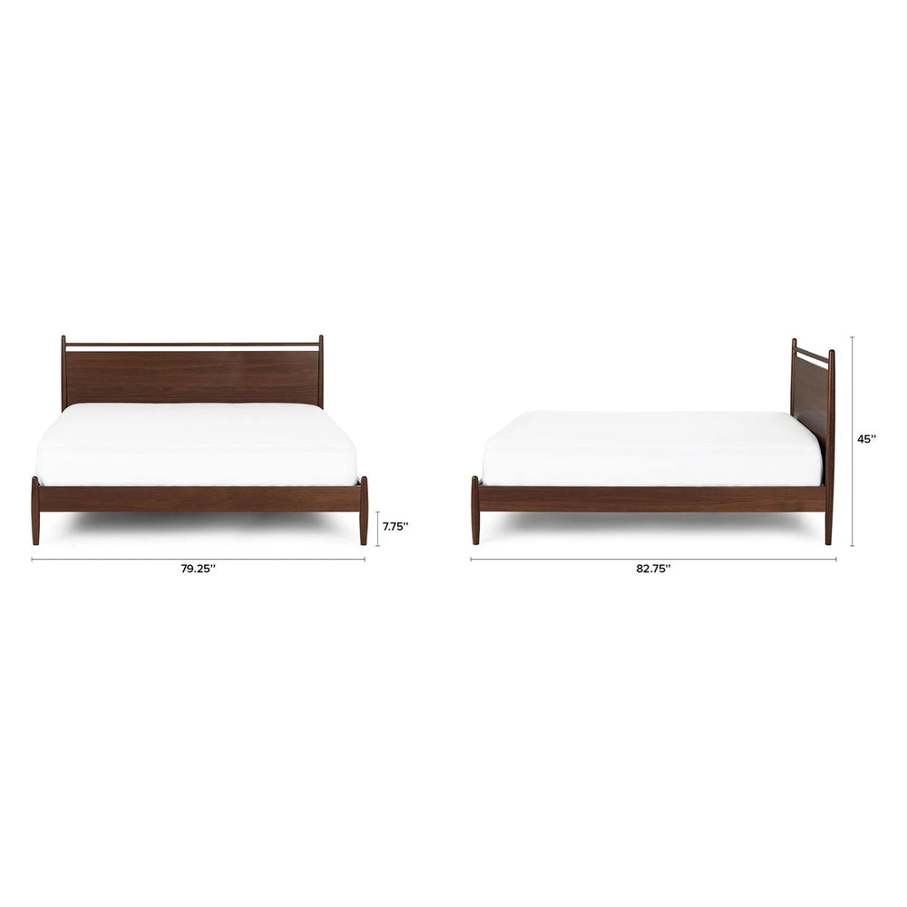 Lenia Wooden Panel Bed in Walnut - From Where Finds - 