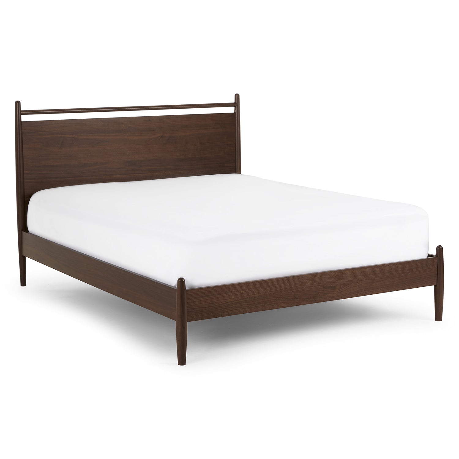Lenia Wooden Panel Bed in Walnut - From Where - 