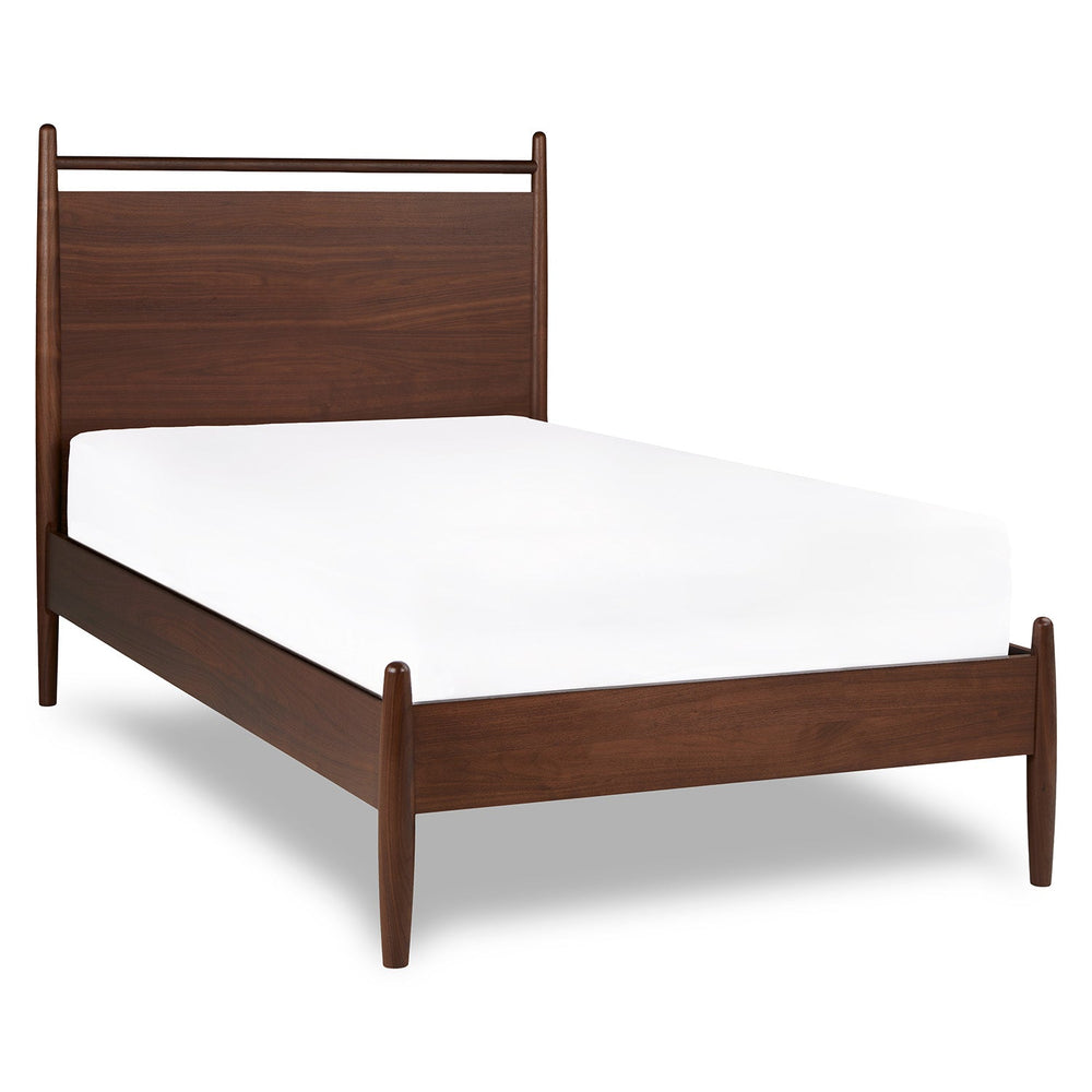Lenia Wooden Panel Bed in Walnut - From Where - 