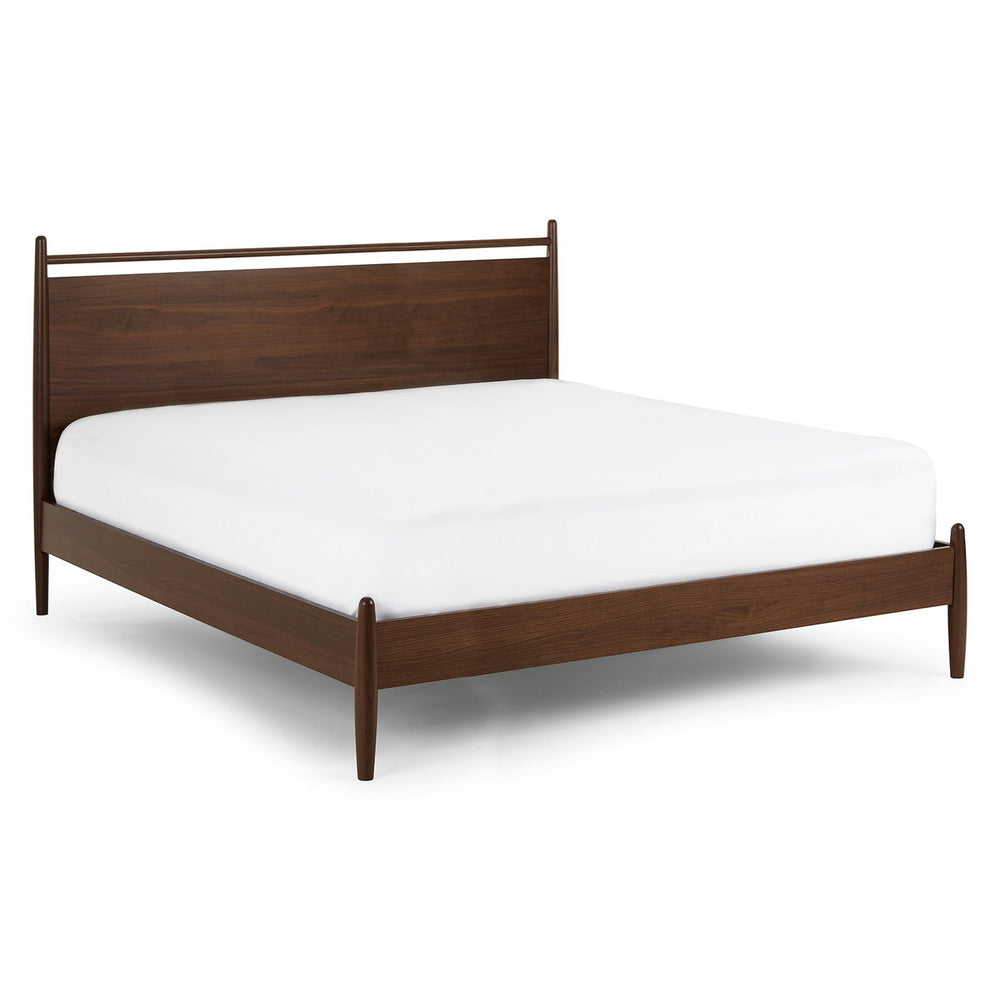 Lenia Wooden Panel Bed in Walnut - From Where - 
