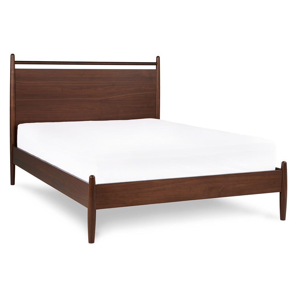 Lenia Wooden Panel Bed in Walnut - From Where - 