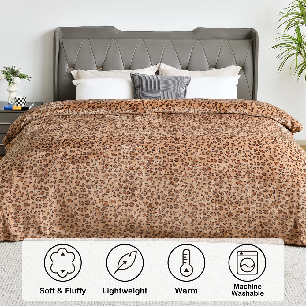 Leopard Print Fleece Throw Blanket - From Where - 