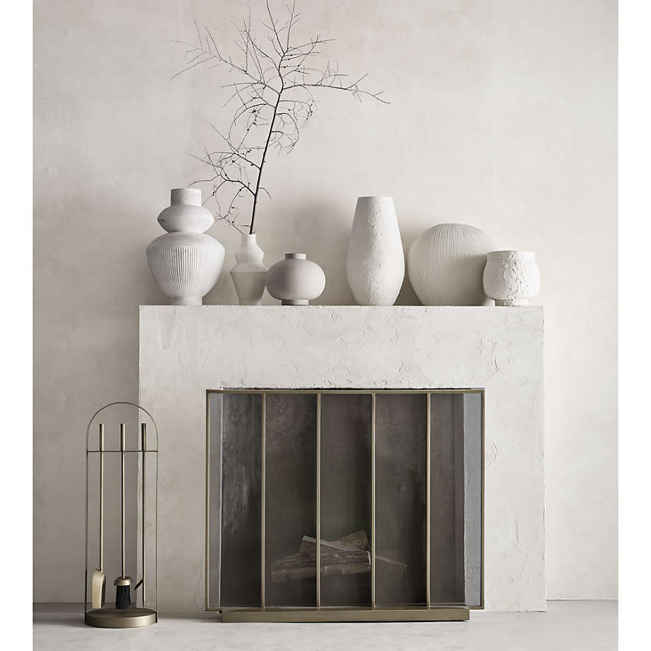 Les Crêtes White Textured Vase 18" - From Where - 