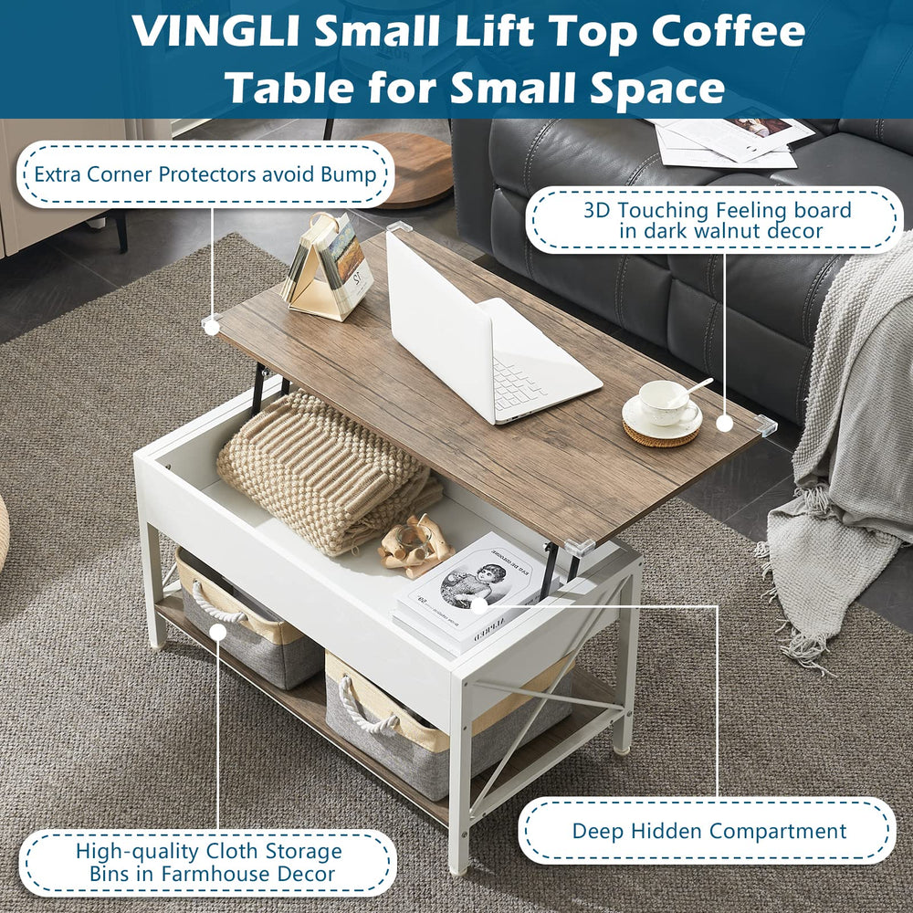 Lift Top Coffee Table with Storage Bins - From Where - 