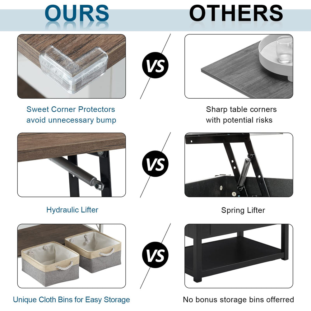 Lift Top Coffee Table with Storage Bins - From Where - 