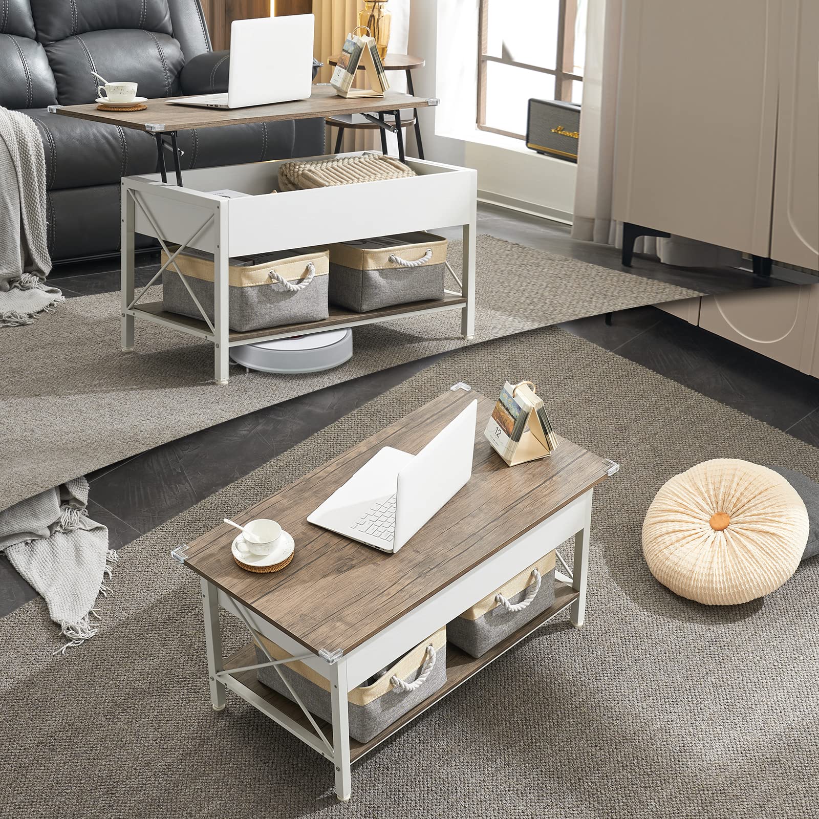 Lift Top Coffee Table with Storage Bins - From Where - 