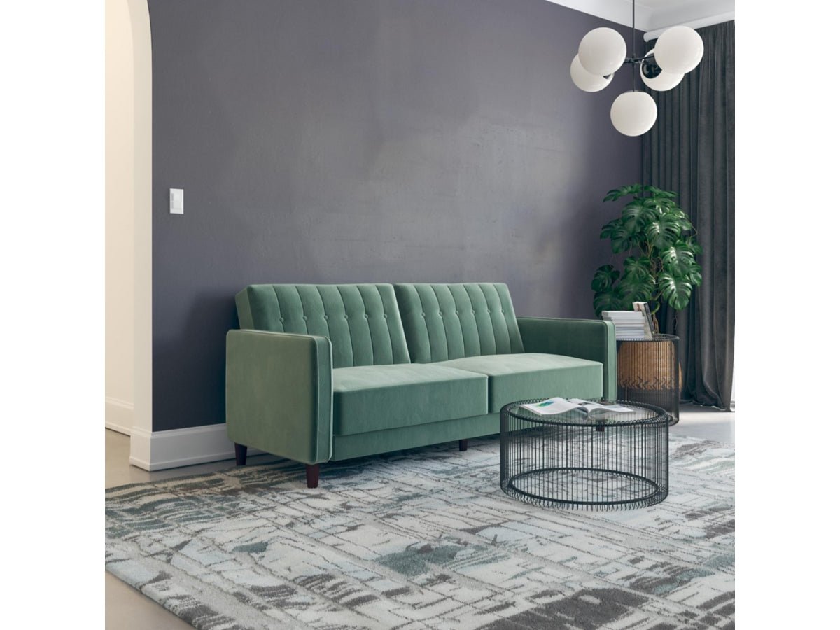 Light Green Velvet Tufted Sofa - From Where - 