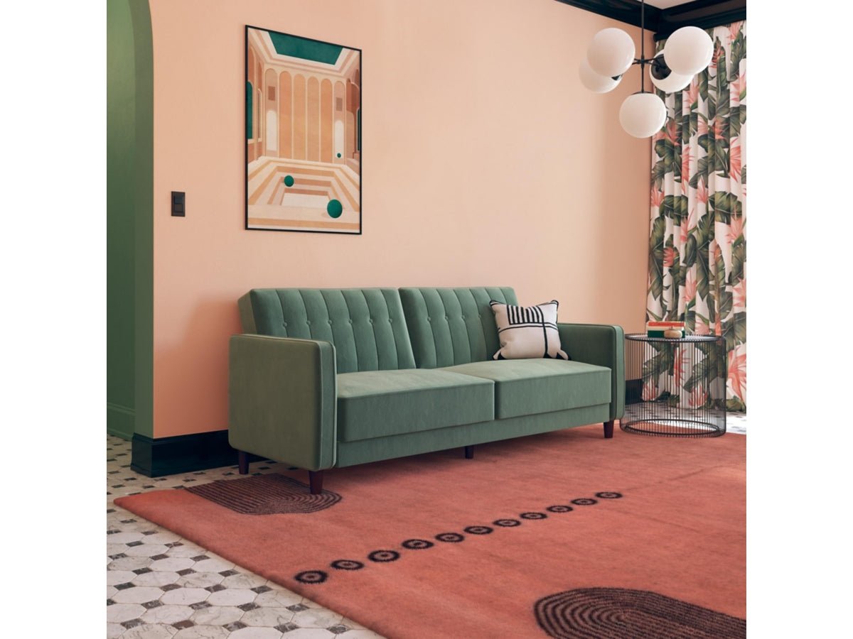 Light Green Velvet Tufted Sofa - From Where - 