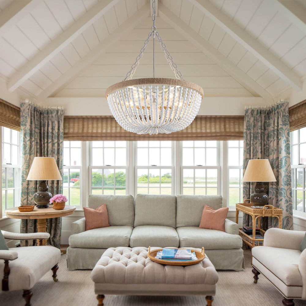 Lights White Bohemia Wood Beaded Chandelier - From Where - 