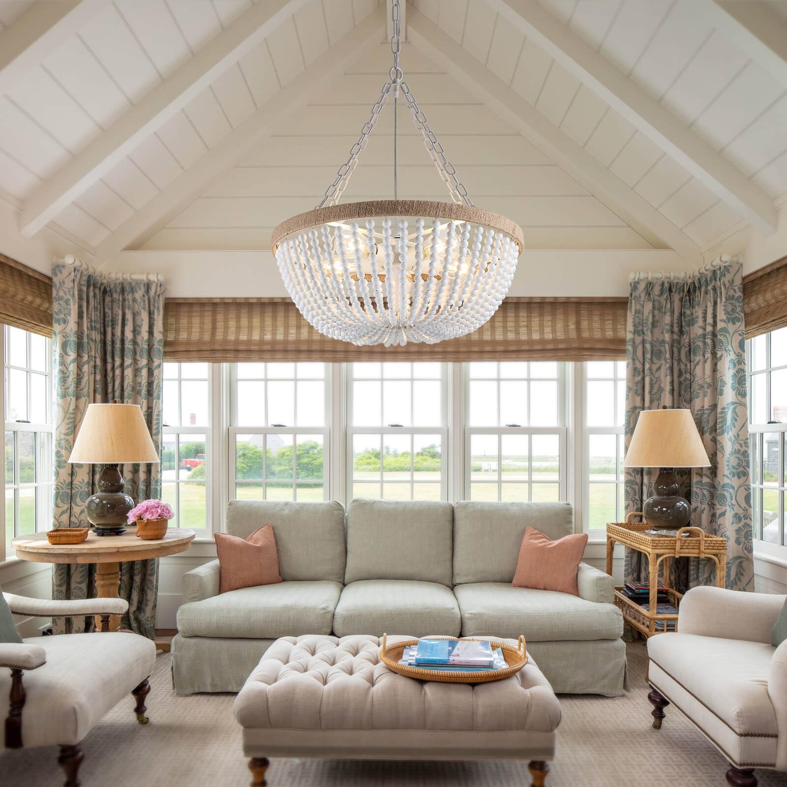 Lights White Bohemia Wood Beaded Chandelier - From Where - 