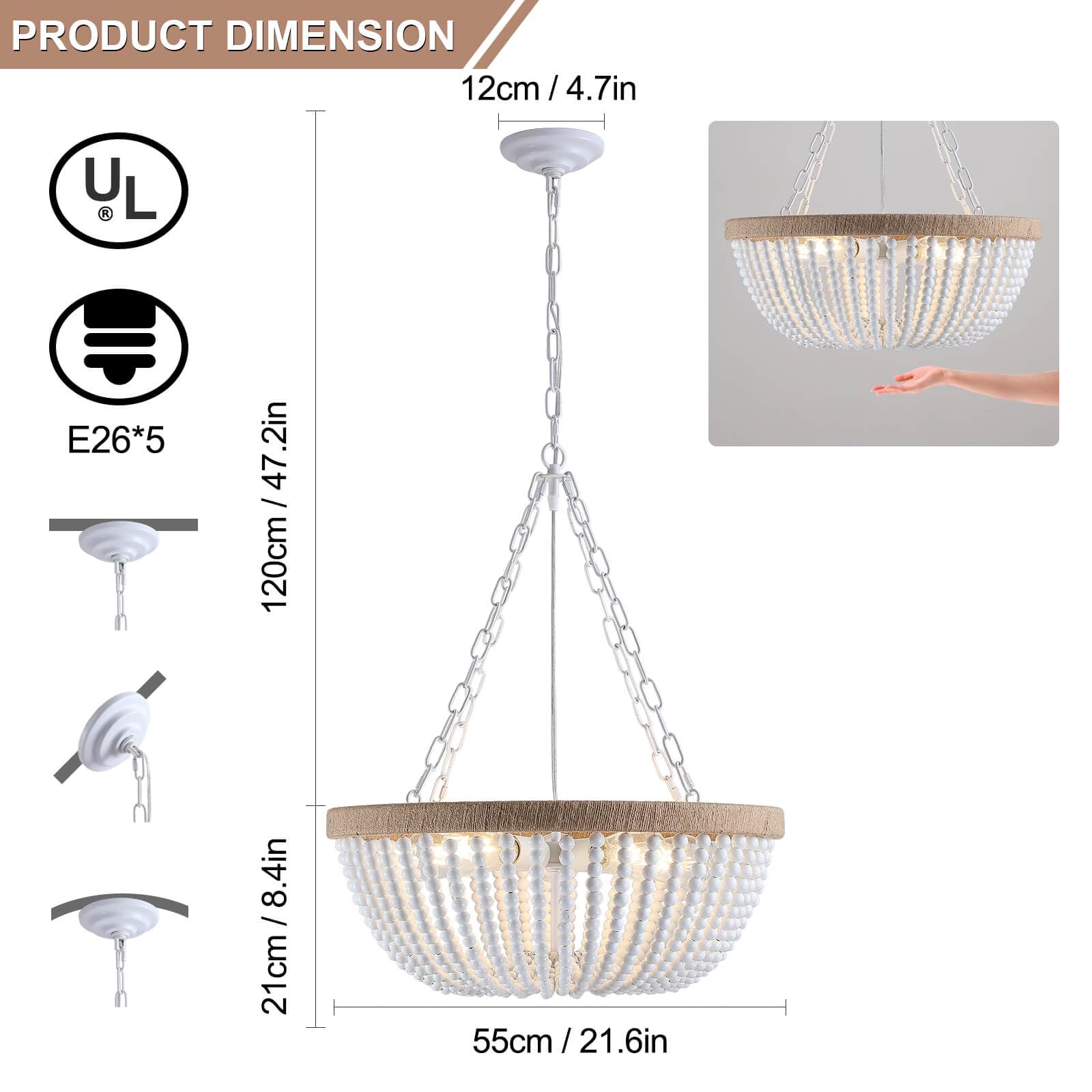 Lights White Bohemia Wood Beaded Chandelier - From Where - 