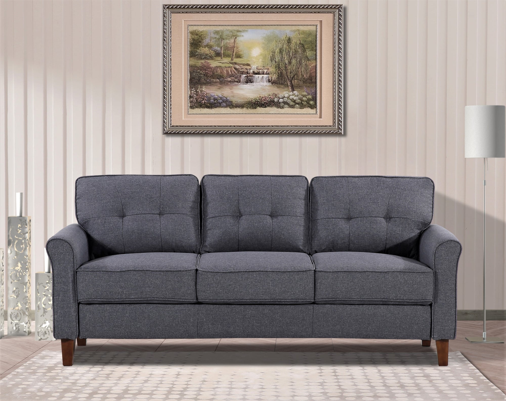 Linen Flared Arm 2Pcs Living Room Set - From Where - 