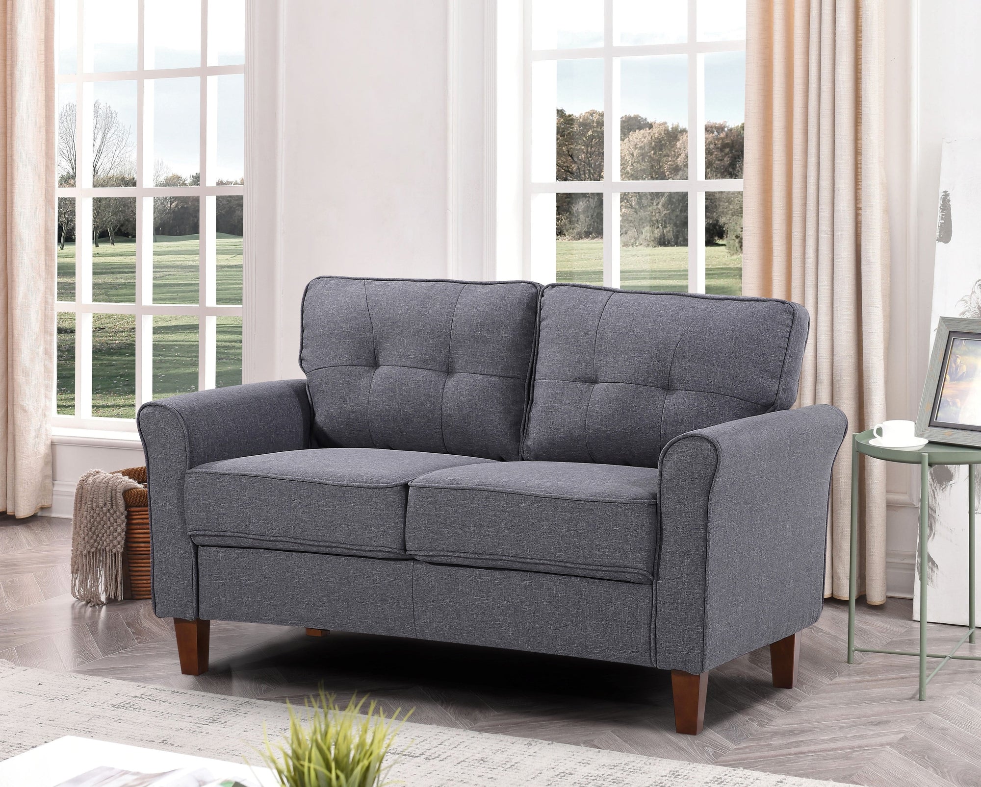 Linen Flared Arm 2Pcs Living Room Set - From Where - 