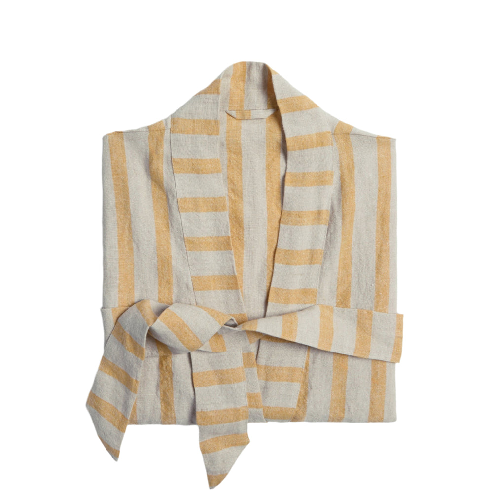Linen Stripe Robe - From Where -