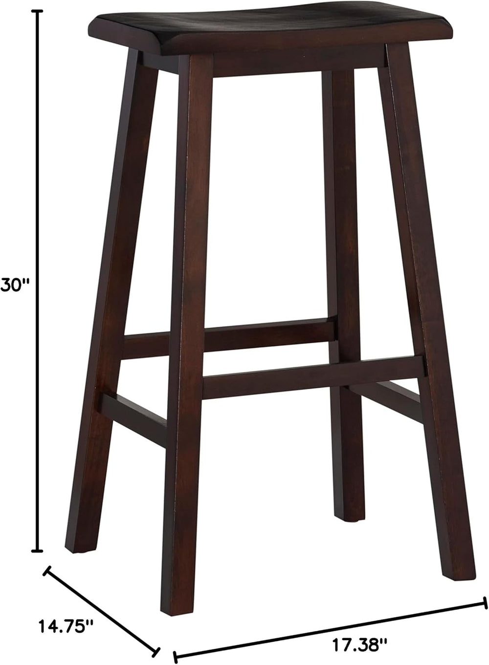 Linon Home Home Saddle Stool, 29 - Inch, 17" w x 11" d x h, Dark Brown, Bar Height - From Where - 