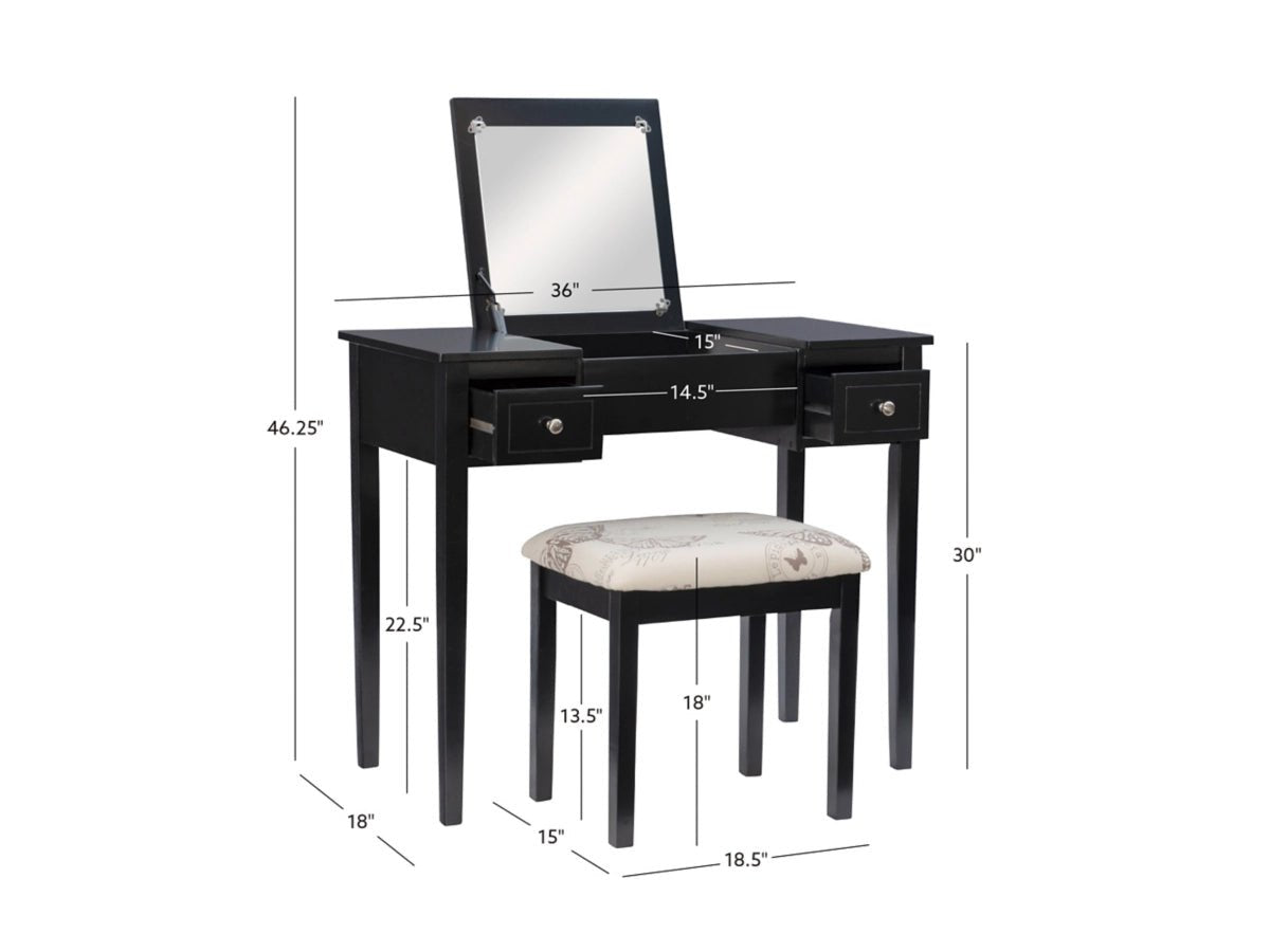 Linon Kensley Butterfly Vanity Set - From Where - 