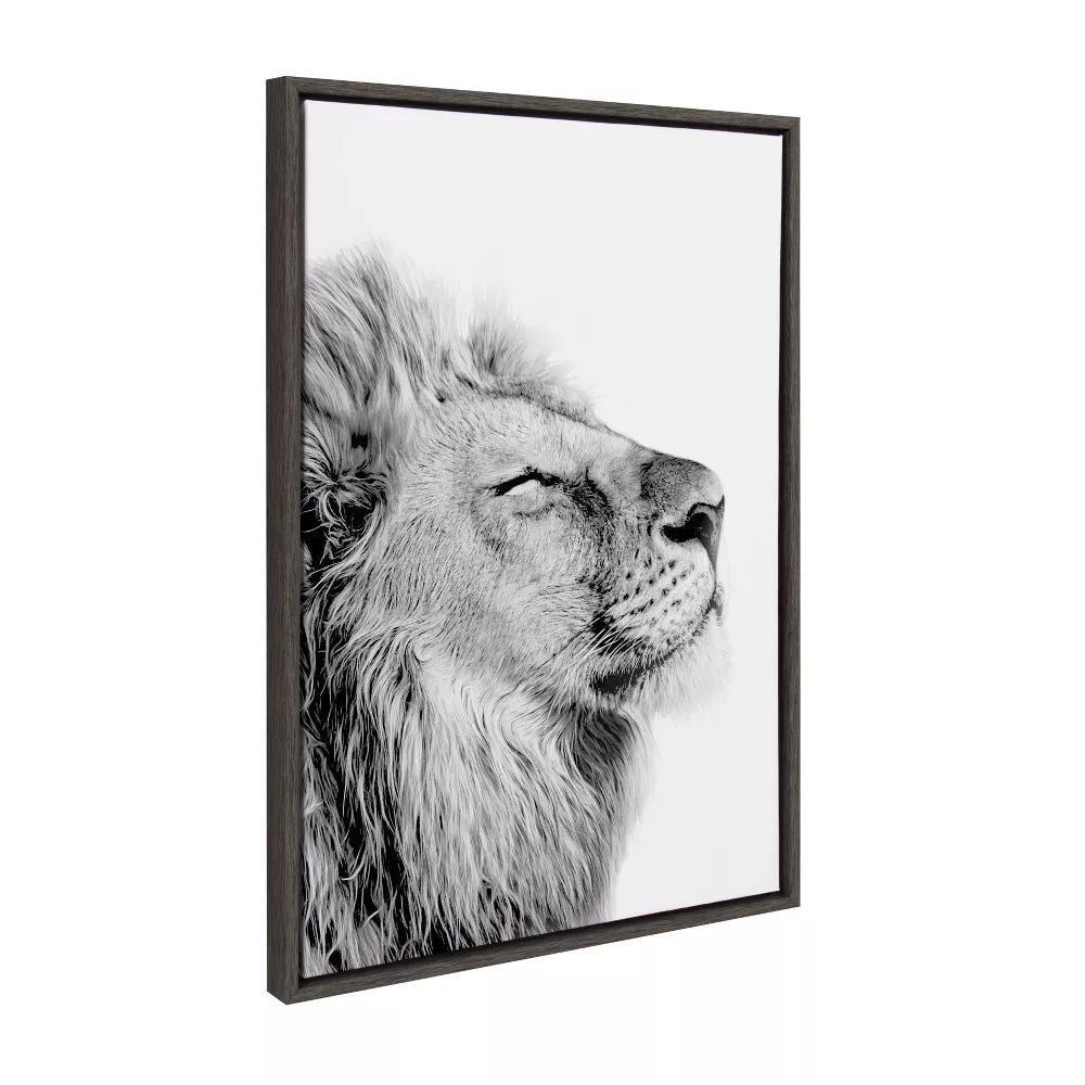 Lion Framed Canvas Wall Art - From Where - 