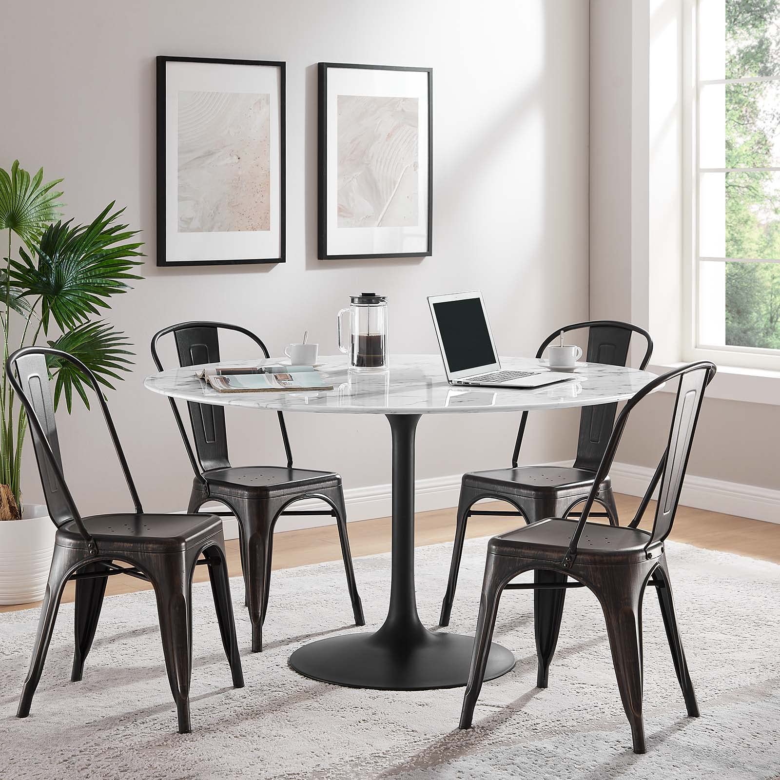 Lippa 54" Round Marble Dining Table - From Where - 