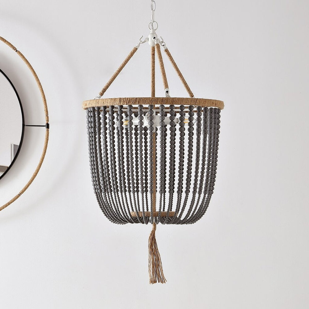 Angie 3 Light Cream Beaded Pendant Light