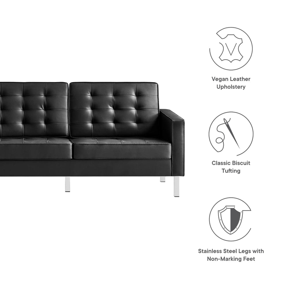Loft Tufted Vegan Leather Sofa - From Where Finds - 