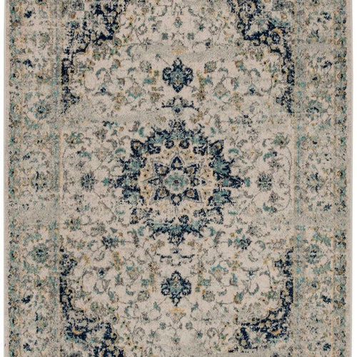 Loomed Ivory/Blue Area Rug - From Where -