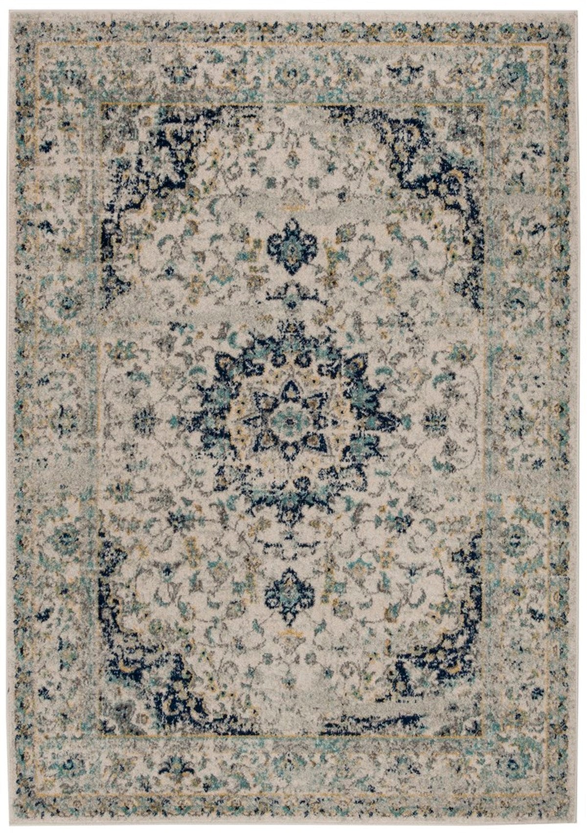 Loomed Ivory/Blue Area Rug - From Where - 