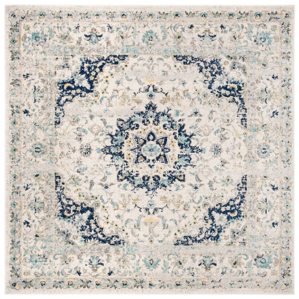 Loomed Ivory/Blue Area Rug - From Where -