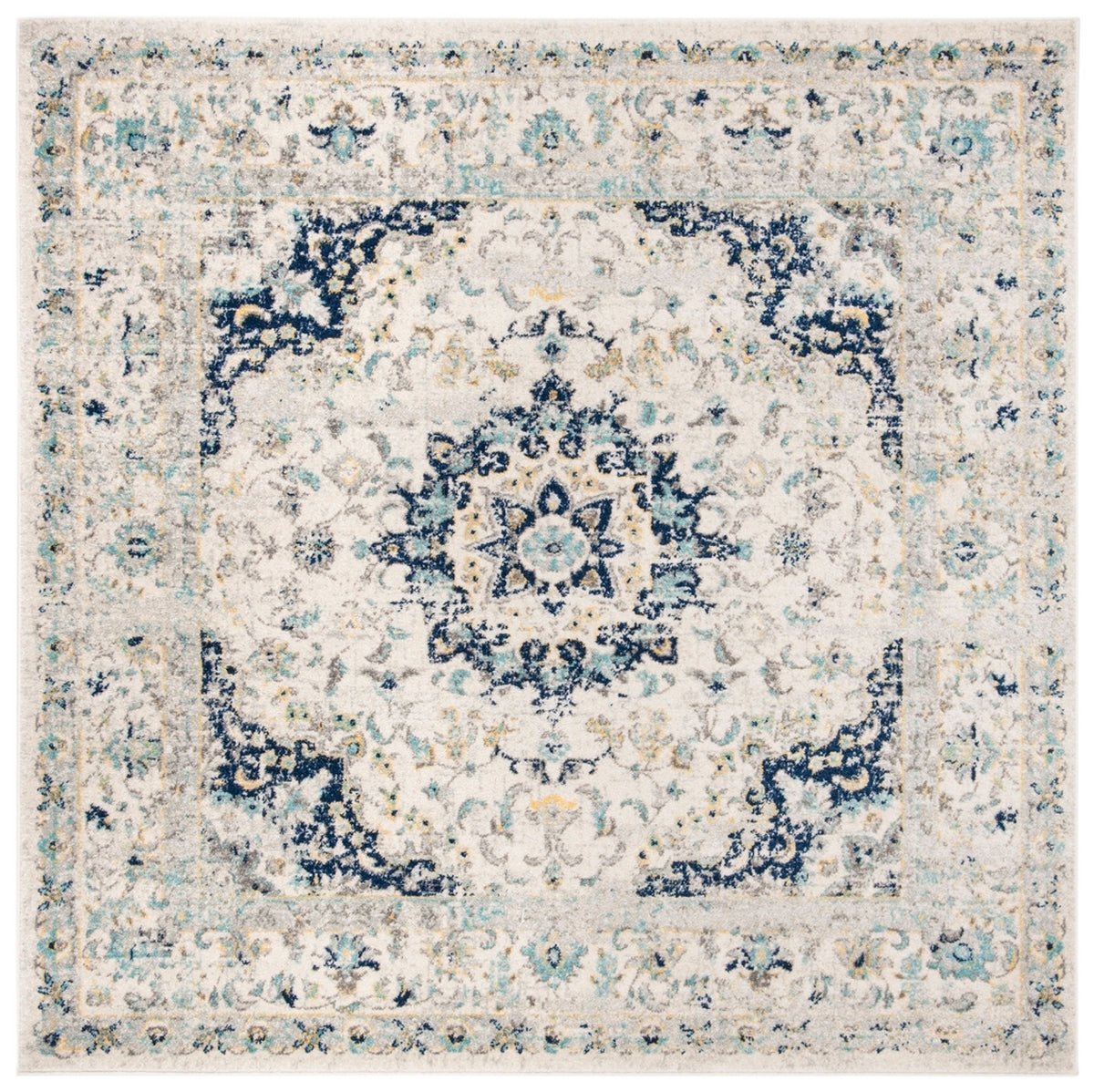 Loomed Ivory/Blue Area Rug - From Where - 