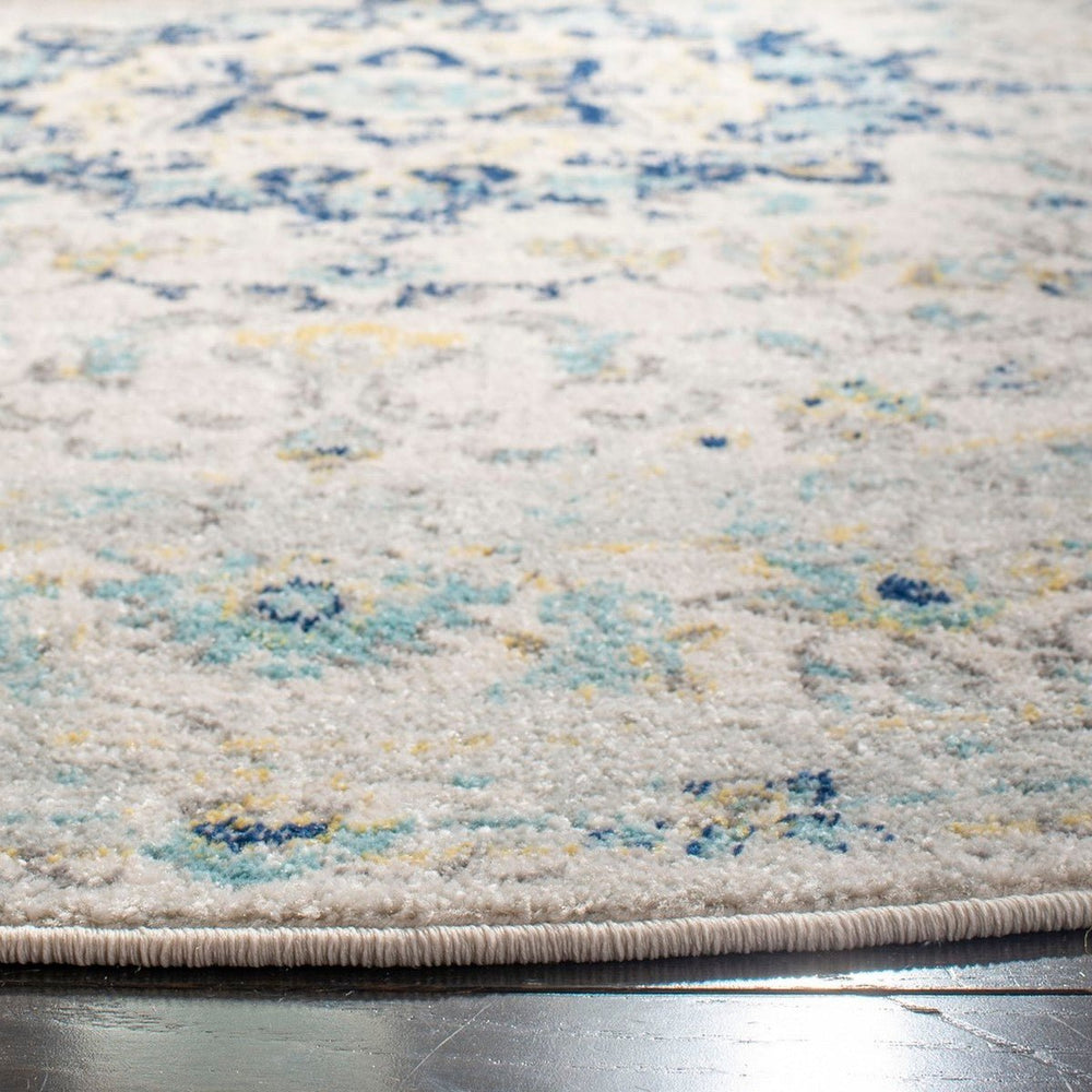 Loomed Ivory/Blue Area Rug - From Where -