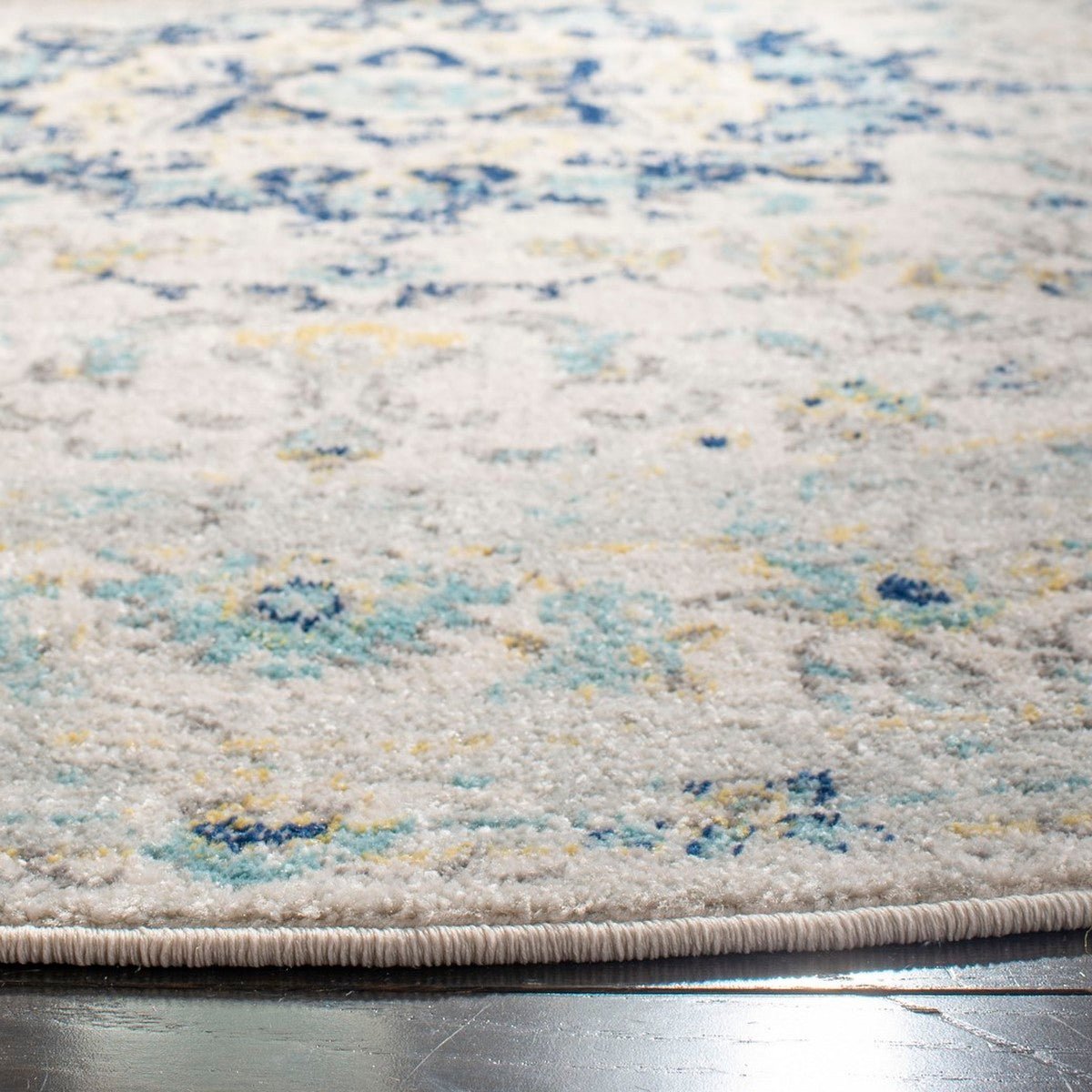 Loomed Ivory/Blue Area Rug - From Where - 