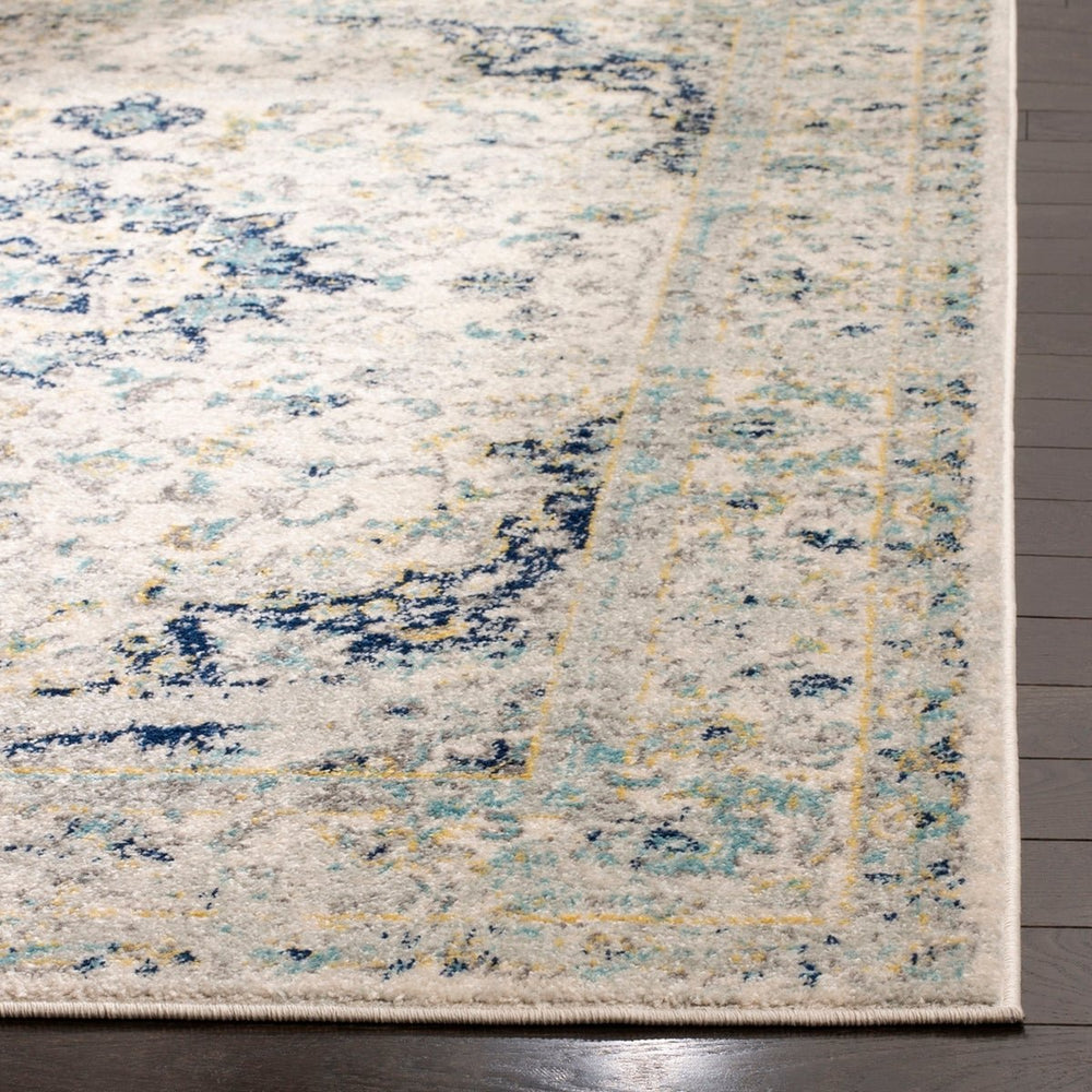 Loomed Ivory/Blue Area Rug - From Where -