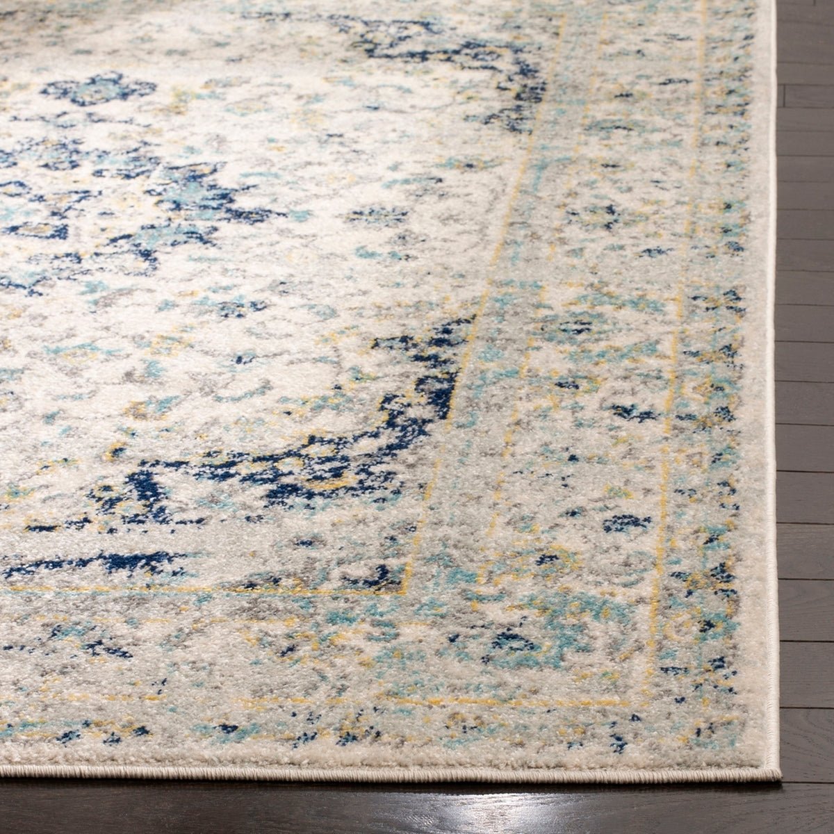 Loomed Ivory/Blue Area Rug - From Where - 