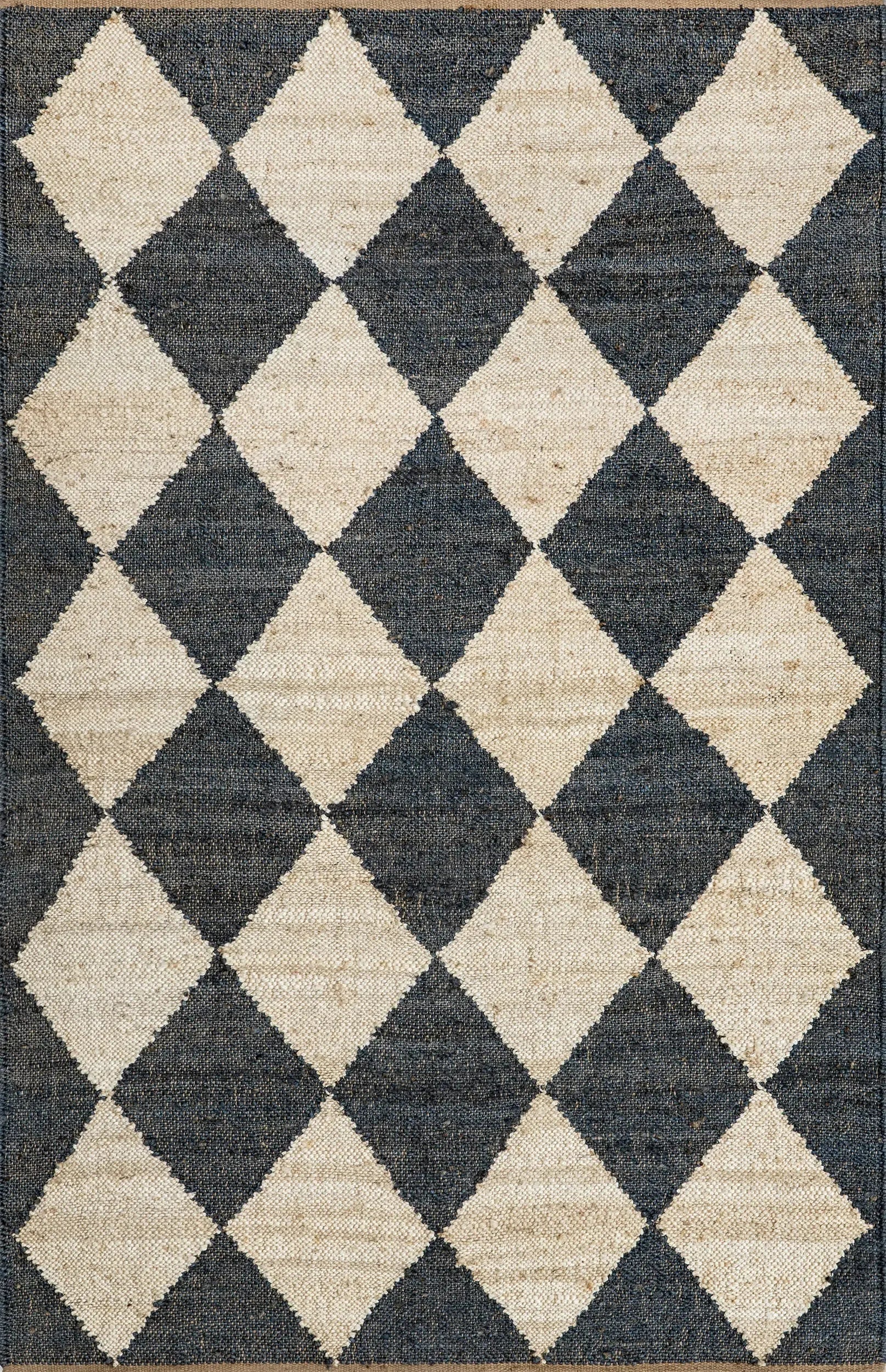 Louie Diamond Checkerboard Jute Rug - From Where Finds - 