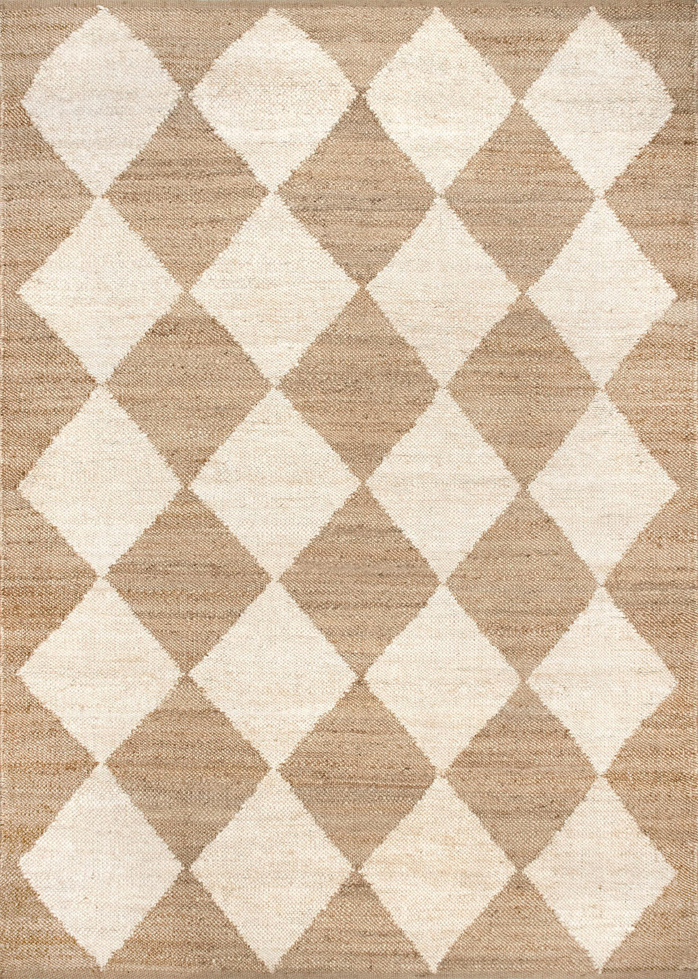 Louie Diamond Checkerboard Jute Rug - From Where Finds - 