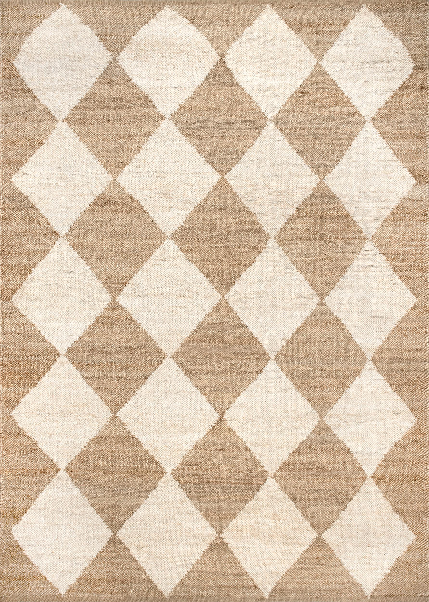 Louie Diamond Checkerboard Jute Rug - From Where Finds - 